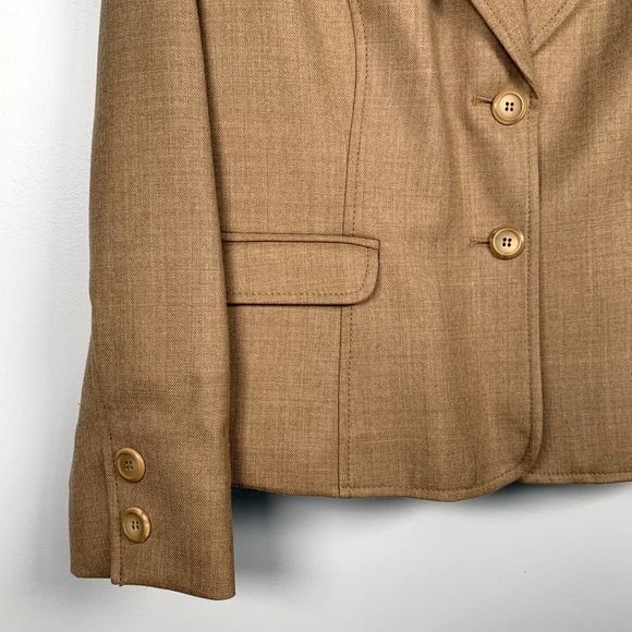 Pendleton Women's Virgin 100% Wool Collar Camel/Tan Color Blazer 12 - Picture 8 of 8